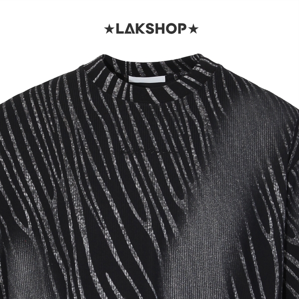 Áo Black Zebra Stripes Silver Bling T-shirt
