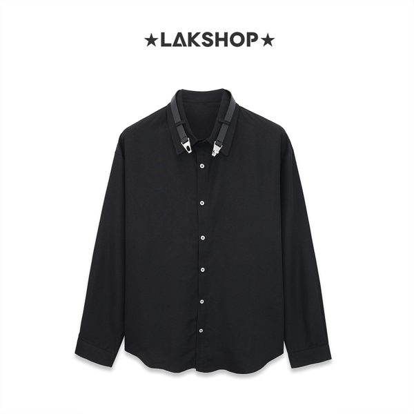 Áo Buckle Detail Neck Black Shirt   cx4