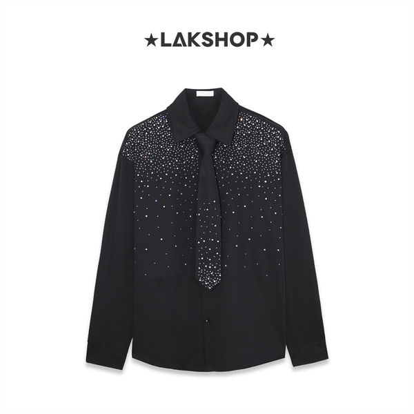Áo Black Bling Crytal with Tie Shirts (Kèm Cà Vạt)