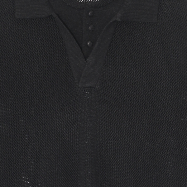 Áo Black Double Neck Knit Polo Shirt