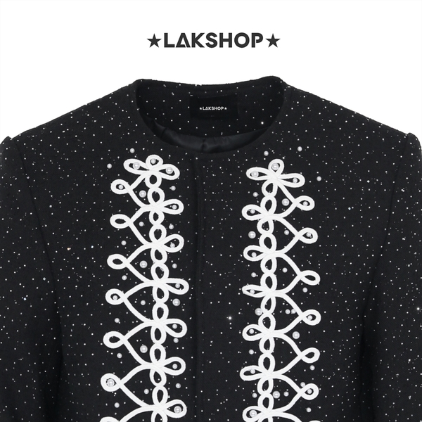 Áo Black Bling Bling With Pearl Baroque Jacket