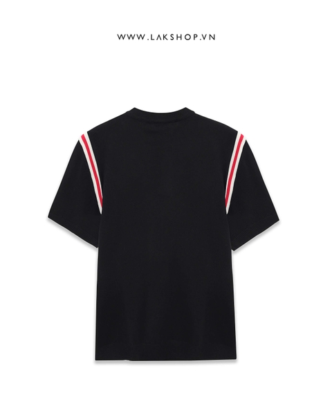 Áo Black with Red Stripe Knit T-shirt