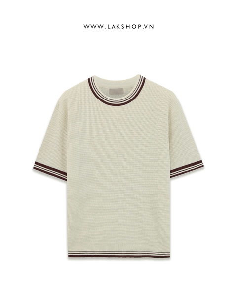Begie with Brown Trim Knit T-shirt