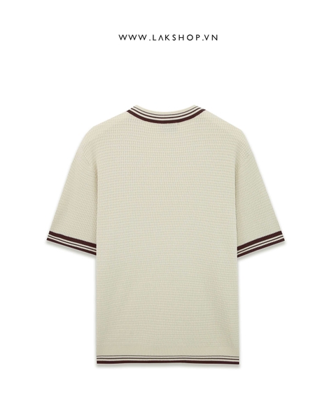 Begie with Brown Trim Knit T-shirt