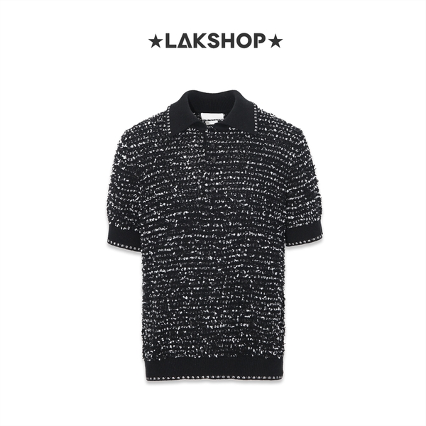Áo TB Tweed Black Knit Polo Shirt