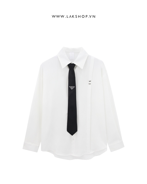 Oversized White with Tie Shirt