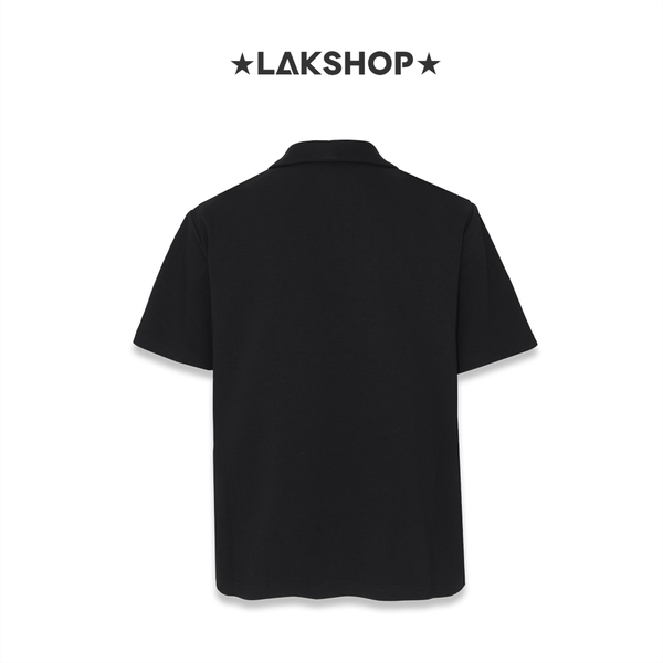 Áo Black Double Button Polo Shirt