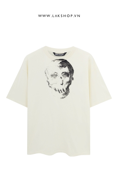 PaIm Angels Skull Print Back Logo T-Shirt in Begie