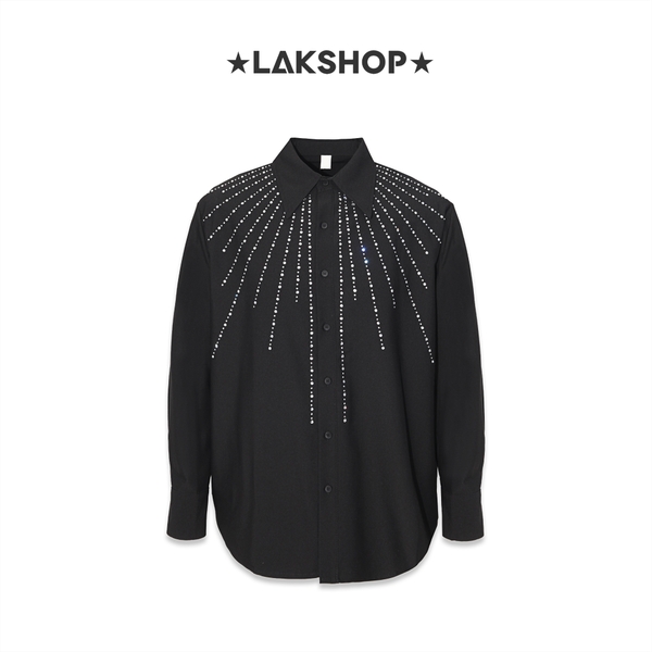 Áo Oversized Black Bling Bling Stripe Shirt