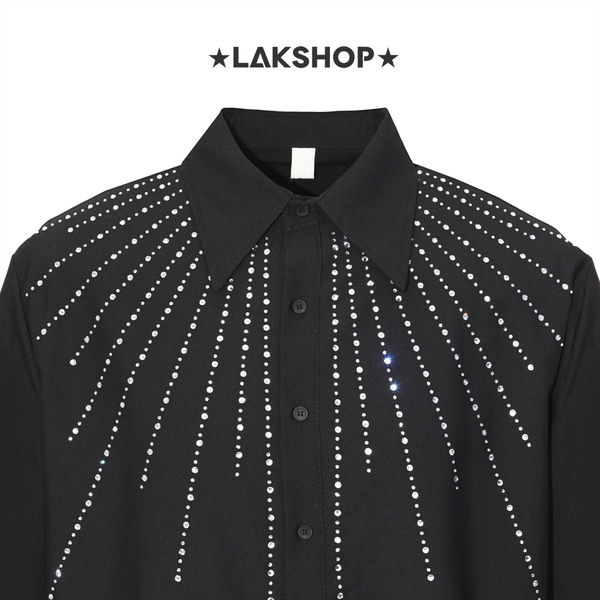 Áo Oversized Black Bling Bling Stripe Shirt