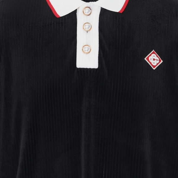 Áo Casa Black Stretch Velour Polo Shirt