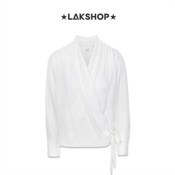 Áo White Diagonal V-Neck Shirt