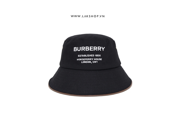 Burb3rry Horseferry Logo Embroidered Bucket in Black