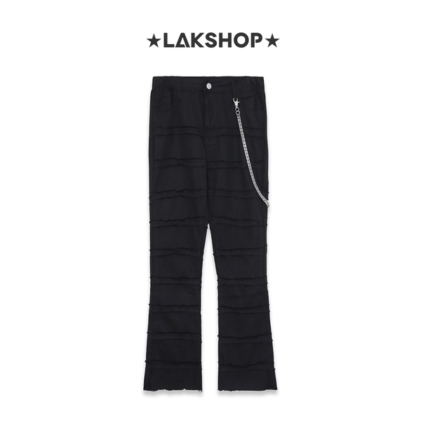 Quần Black Ripped with Chain Flared Denim Pants (kèm xích)
