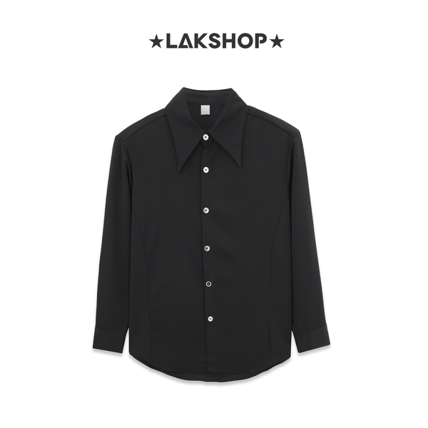 Áo Black Big Collar with Silver Button Shirt
