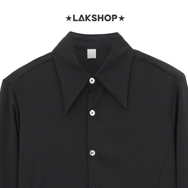 Áo Black Big Collar with Silver Button Shirt