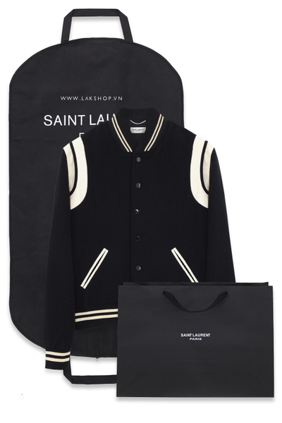Sajnt Laurent Black Teddy Leather-Trimmed Virgin Wool-Blend Jacket (Premium Quality) cs2