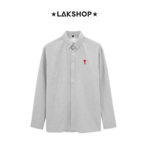 Áo A de Coeur's Heart Grey Stripe Oxford Shirt