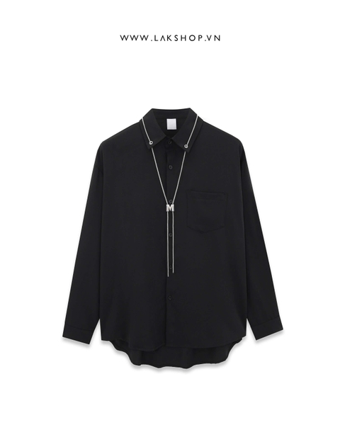 Áo Oversized with M Chain Black Shirt