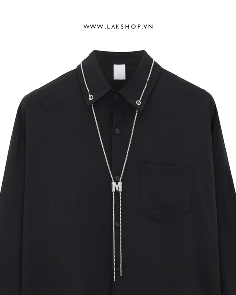 Áo Oversized with M Chain Black Shirt