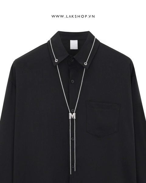 Oversized with M Chain Black Shirt