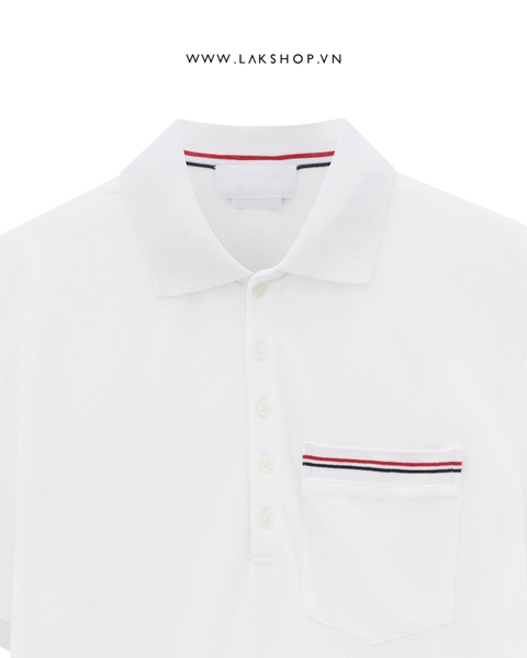 TB White Fine Mercerized Pique Polo Shirt