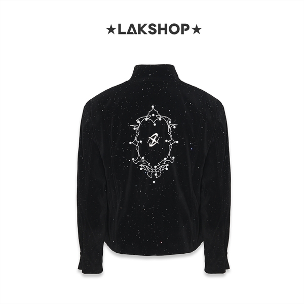 Áo Black Velvet Embroidered with Pearl Jacket