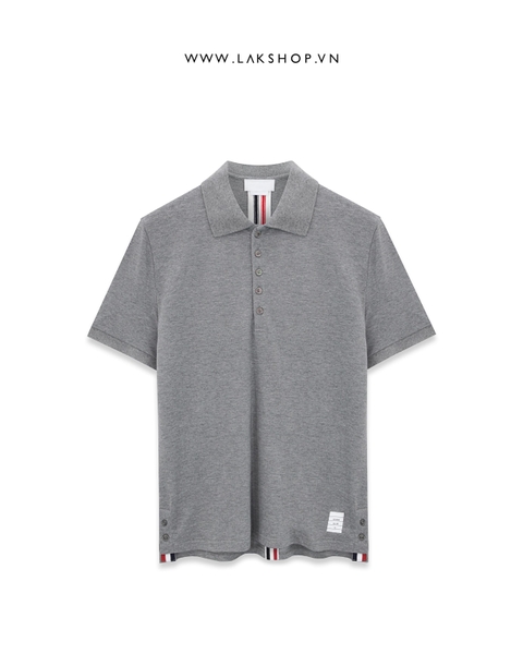 TB Grey Cotton Pique Center Back Stripe Polo