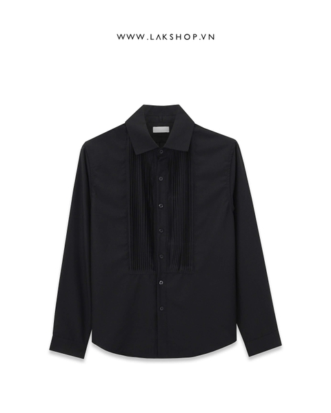 Áo Black Pleated Panel Formal Shirt