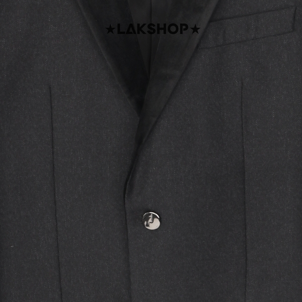 Áo Black Velvet Neck Two Button Wool Blazer