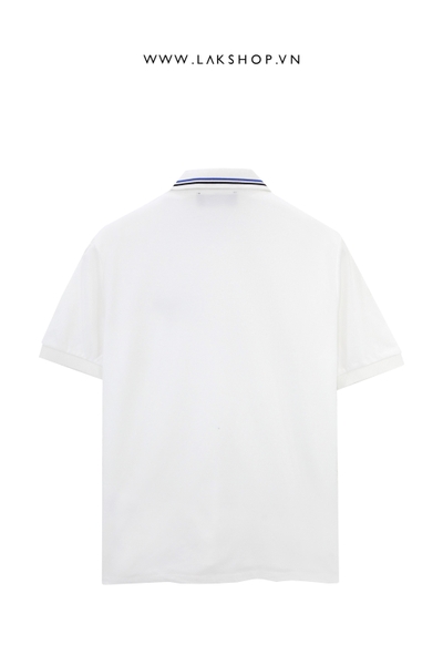 Pr@da White Logo Embroidered Polo Shirt fullbox