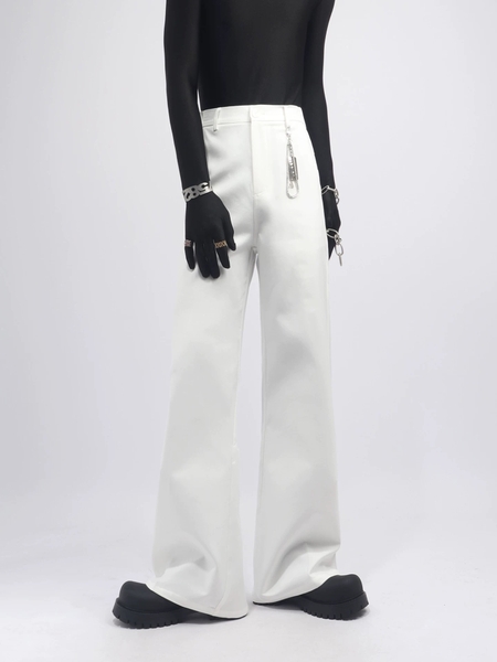 Quần White Flared Pants with Chain