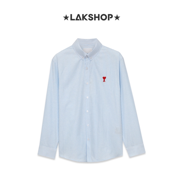 Áo Blue A de Coeur's Heart Blue Stripe Oxford Shirt
