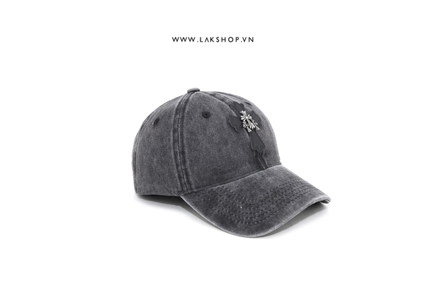 Mũ Black Washed Cross Logo Baseball Cap