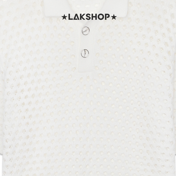 Áo O*clock Button White Mesh Knit Polo Shirt