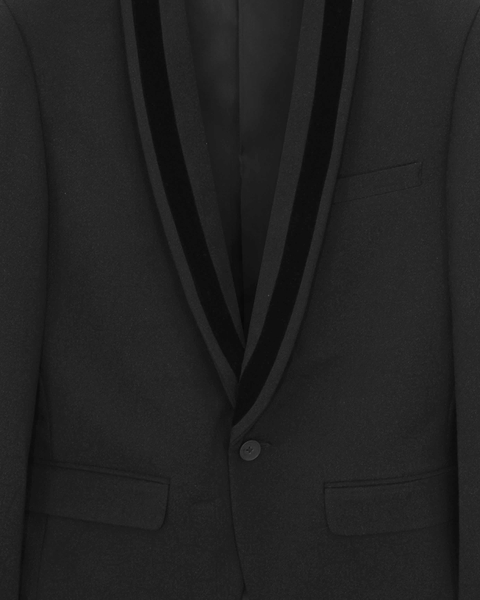 Áo Black With Trim Velvet Neck Blazer cs2