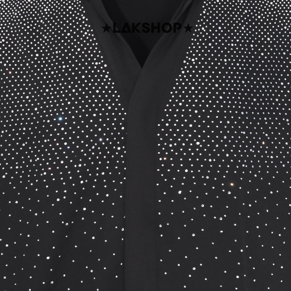 Áo Black V-neck Bling Bling Ombre Shirt