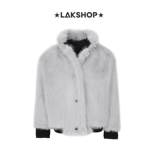 Áo (mặc 2 mặt)  Bling Bling Black with Fur Reversible Double-Face Jacket