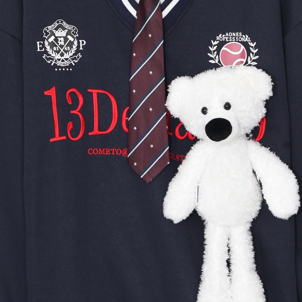 Áo 13 De Marzo Tie with Bear Layer Navy Sweatshirt