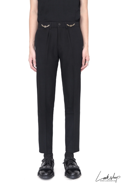 D.G x Chain Logo Black Trousers
