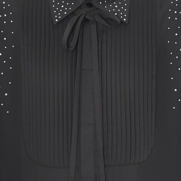 Áo Black Pleats with Bling Neck Shirt