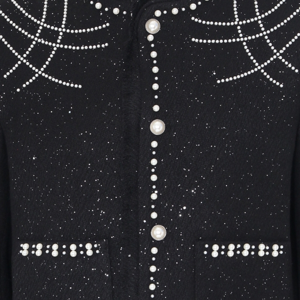 Áo Bling Bling Tweed Pearl Shoulder Jacket