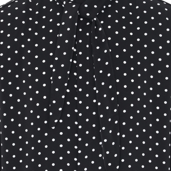 Áo Black Poka Dot Bow Tie witt Padded Shoulder Shirt