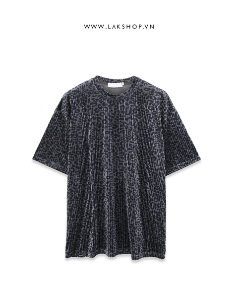 Áo Leopard Grey Pleated Velvet T-shirt