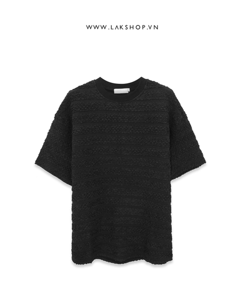 Áo Oversized Black Stripe Embossed Pattern T-shirt