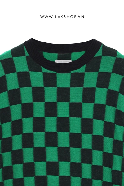 Black Green Checkerboard Knit T-shirt cx5