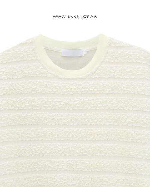 Áo Oversized White Stripe Embossed Pattern T-shirt