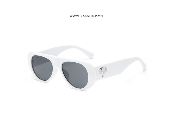 Palm Sierra Round-Frame Sunglasses in White