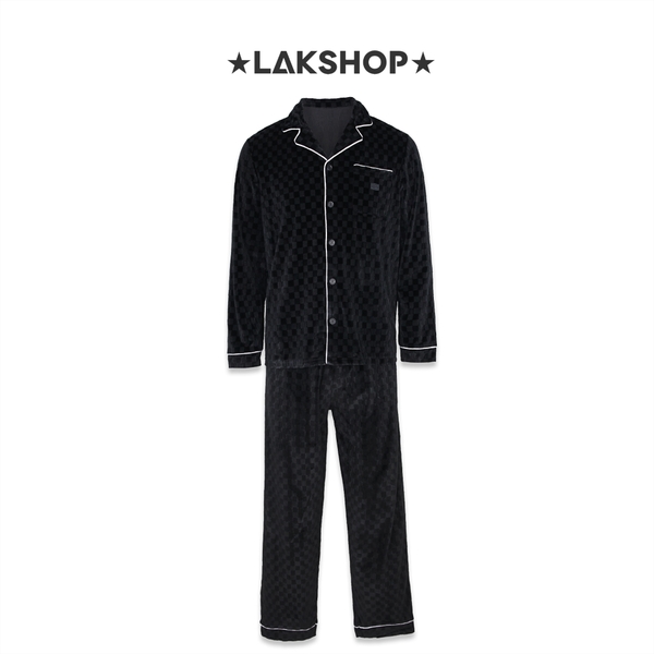 Set Pajamas GXG Checkerboard Black Velvet (Áo + Quần)