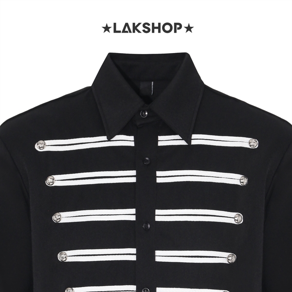 Áo Black White Napoleon Embroidered Shirt